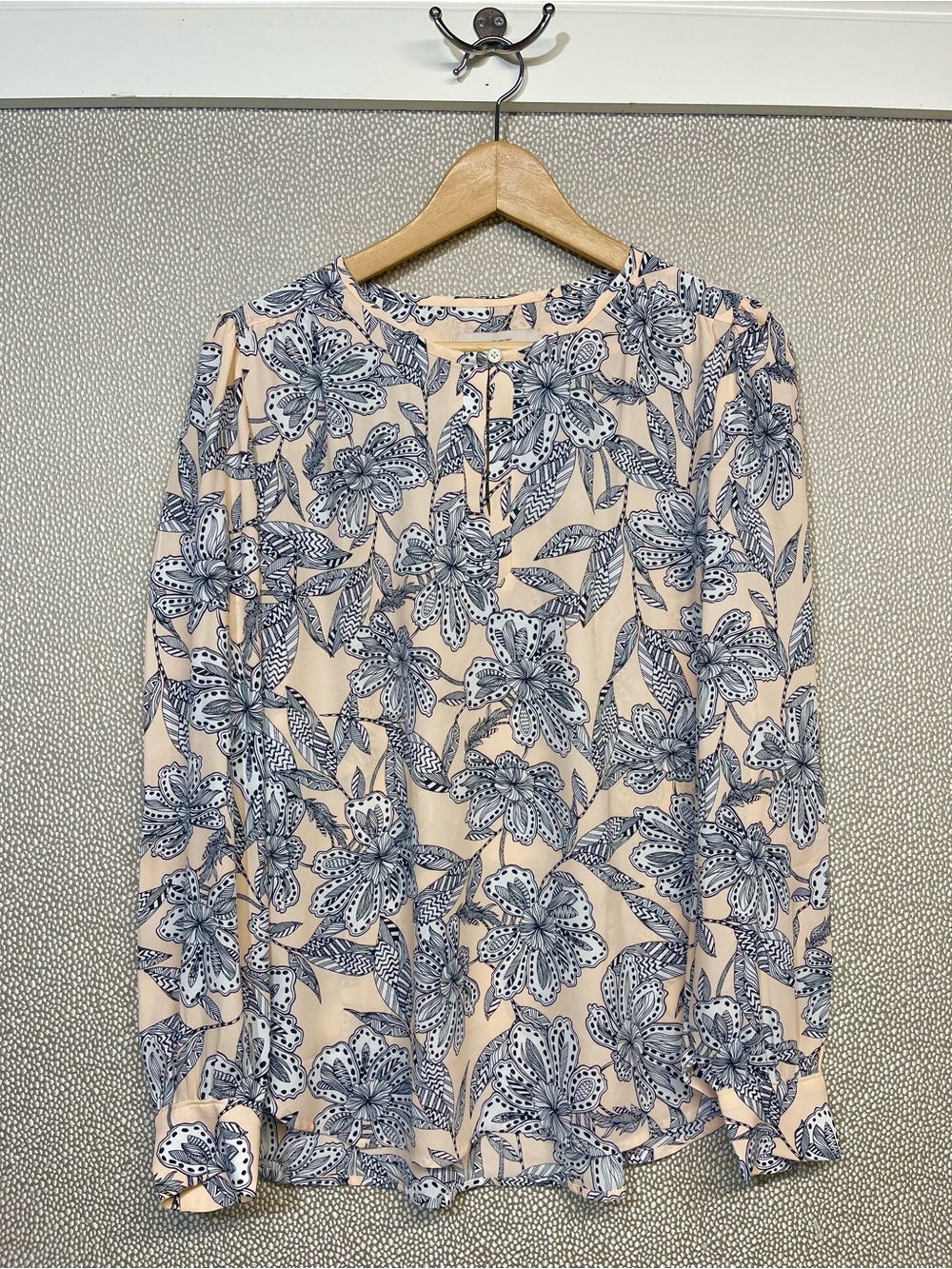 XS LOFT Floral Long-Sleeve Blouse Blush